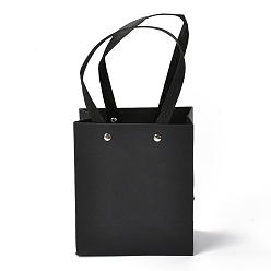 Black Rectangle Paper Bags, with Nylon Handles, for Gift Bags and Shopping Bags, Black, 13x0.4x15cm