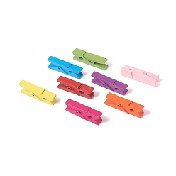 Mixed Color Natural Wooden Craft Pegs Clips, Clothespins, Craft Photo Clips, Mixed Color, 36.5x9.5x8.5mm