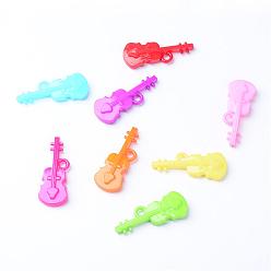 Mixed Color Opaque Acrylic Pendants, Violin, Mixed Color, 49.5x19x7mm, Hole: 4mm, about 170pcs/500g