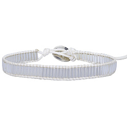 9 Glass Tube Beaded Handmade Bracelet with Waxed Thread - Handcrafted, Weave, Handmade.