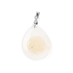 Хрусталь Природного кварца хрустальных подвесок, с реечной обшивкой латунными выводами, без кадмия и без свинца, очарование слезы, 31x25x5~7 мм, отверстие : 4.5x4 мм