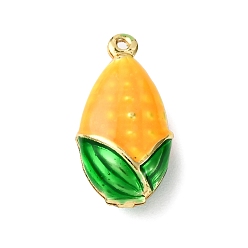 Золотистый Подвески из кукурузной латуни с эмалью, долговечный, стойки покрытие, без кадмия и без свинца, реальный 18 k позолоченный, золотые, 19x10x6.5 мм, отверстие : 0.9~1 мм
