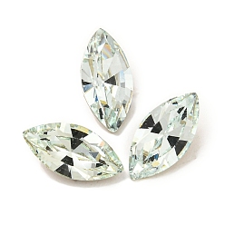 Свет Азора Стеклянные стразы кабошоны, задние и задние, граненые, лошадиный глаз , свет Azore, 10x5x3.5 мм