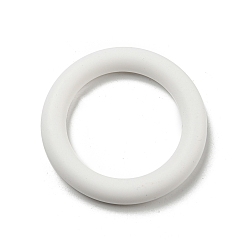 White Ring Silicone Beads, Chewing Beads For Teethers, DIY Nursing Necklaces Making, White, 65x10mm, Hole: 3mm, Inner Diameter: 46mm