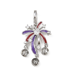 Платина Латунные микропроволочные кубические циркониевые подвески, с эмалью, платина, 39 мм