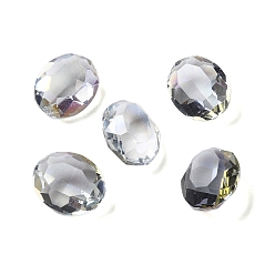 Light Grey Transparent Glass Rhinestone Cabochons, Faceted, Pointed Back, Oval, Light Grey, 10x8x5mm