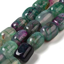 Medium Aquamarine Natural Agate Beads Strands, Dyed & Heated, Column, Medium Aquamarine, 15~16x11.5~13x11~13mm, Hole: 1.6mm, about 12pcs/strand, 7.17~7.28''(18.2~18.5cm)