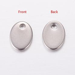 Stainless Steel Color 201 Stainless Steel Stamping Blank Tag Pendants, Oval, 7x5x0.6mm, Hole: 1mm