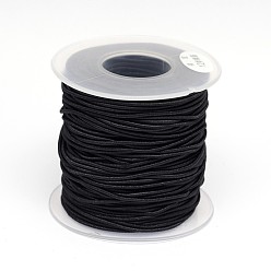 Black Round Elastic Cord Wrapped by Nylon Thread, Black, 0.8mm, about 54.68 yards(50m)/roll