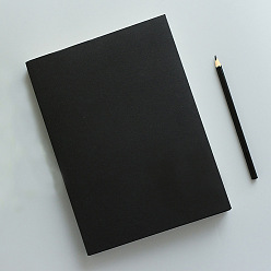 Black Paper Sketch Book Blank Notebook, with Kraft Paper Cover, 240-page, Rectangle, Black, 20.5x14cm