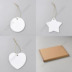 Mixed Shapes 12шт. 3 стили фарфоровых заготовок для подвесок, изготовленных методом сублимационной термотрансферной печати, с джутовыми шнурами, для рождественского украшения, разнообразные, 175~180 мм, 4 шт / стиль