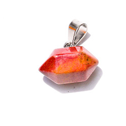 Red Jasper Natural Red Jasper Double Terminal Pointed Pendants, Faceted Bullet Charms, 10x16mm
