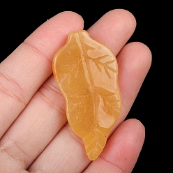 Topaz Jade Natural Topaz Jade Carved Healing Leaf Stone, Reiki Energy Stone Display Decorations, for Home Feng Shui Ornament, 47x20~25x6mm