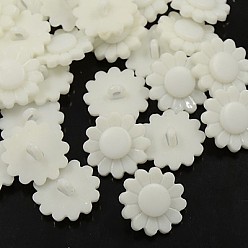 White Acrylic Shank Buttons, 1-Hole, Dyed, Sunflower, White, 20x4mm, Hole: 3mm