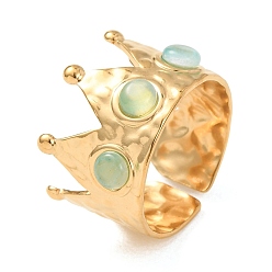 Crown Открытые кольца-манжеты из латуни с натуральным драгоценным камнем для женщин, золотые, корона, 13 мм, внутренний диаметр: 17 мм