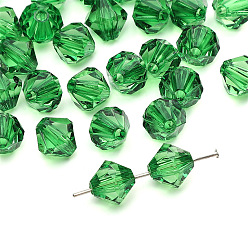 Зеленый Прозрачные акриловые бусины, двухконусные, граненые, зелёные, 10 мм, отверстие : 2 мм, о 46 шт / комплект