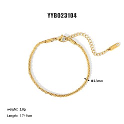 Настоящее золото 18K Простые 304 браслеты из нержавеющей стали, ионное напыление (IP) для летнего пляжа, реальный 18 k позолоченный, 6-3/4 дюйм (17 см), 2.3 мм