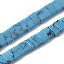 Light Sky Blue Synthetic Turquoise Beads Strands, 2-Hole, Rectangle, Light Sky Blue, 2.5~3x5x2.5mm, Hole: 0.8mm, about 138~140pcs/strand, 15.28''~15.31''(38.8~38.9cm)