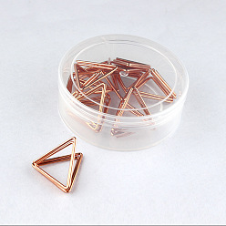 Rose Gold Mini Iron Place Card Holder, Cute Table Card Holder, for Wedding Decoration, Triangle, Rose Gold, 25x23mm