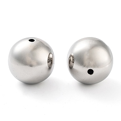 Stainless Steel Color 201 Stainless Steel Beads, Round, Stainless Steel Color, 25x24.5mm, Hole: 3mm