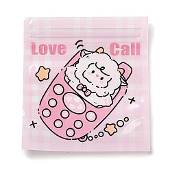 Sheep Square Plastic Packaging Zip Lock Bags, with Cartoon Animal Pattern, Top Self Seal Pouches, Sheep, 10.9x10x0.15cm, Unilateral Thickness: 2.5 Mil(0.065mm)