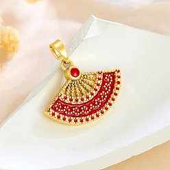 Красный Латунный микропаве с эмалевыми подвесками, фанатские прелести, золотые, красные, 15x21x2 мм