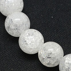 Quartz craquelé Crépitement naturelle perles de quartz brins, ronde, 10mm, Trou: 1mm, Environ 39 pcs/chapelet, 16 pouce