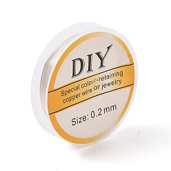 Серебро Круглая медная проволока для ювелирных изделий, долговечный, серебряный цвет гальваническим, 32 датчик, 0.2 мм, около 82.02 футов (25 м) / рулон