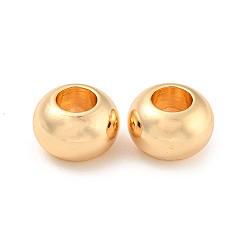 Real 18K Gold Plated Brass Beads, Large Hole Beads, Rondelle, Real 18K Gold Plated, 19.5x13mm, Hole: 9mm