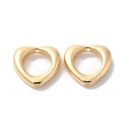 Real 18K Gold Plated Brass Bead Frame, Heart, Real 18K Gold Plated, 9.5x10.5x3mm, Hole: 1mm