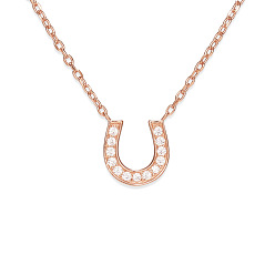 Rose Gold TINYSAND 925 Sterling Silver U Cubic Zirconia Necklace, Rose Gold, 18 inch