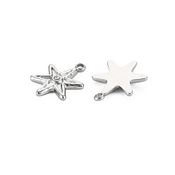 Stainless Steel Color 304 Stainless Steel Pendants, with Crystal Rhinestone, Star, Stainless Steel Color, 15x11x2mm, Hole: 1.5mm