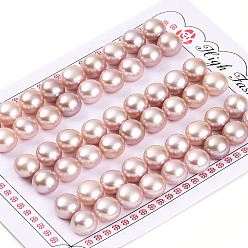 Темный Лосось Сорт 6бусины из натурального культивированного пресноводного жемчуга, половине просверлил, полукруглые бусины, темный лосось, 9.5~10x7 мм, отверстие : 1 мм