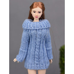 Light Sky Blue Woolen Doll Sweater Dress, Doll Clothes Outfits, Fit for American Girl Dolls, Light Sky Blue, 180mm