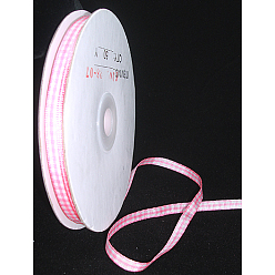 Pink Double Face Gingham Ribbon Satin Ribbon, Polyester Ribbon, Pink, 1/4 inch(7mm), 50 yards/roll(45.72/roll)