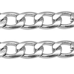 Silver Aluminum Twisted Chains Curb Chains, Unwelded, Lead Free and Nickel Free, Oxidated in Silver, Size: about Chain: 12mm long, 7mm wide, 2mm thick