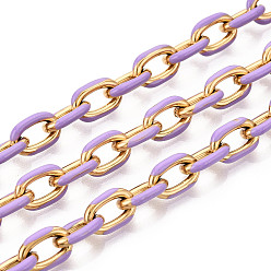 Средний Фиолетовый 304 Эмалированные кабельные цепи из нержавеющей стали, овальные, несварные, ионное покрытие (ip), золотые, средне фиолетовый, 11x8x2 мм