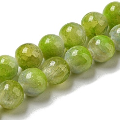 Yellow Green Dyed Natural Jade Beads Strands, Round, Yellow Green, 6~6.5mm, Hole: 1mm, about 66pcs/strand, 15.75 inch(40cm)