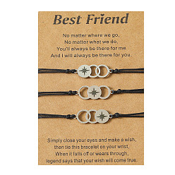 B00181 Star Stylish Laser-Cut Stainless Steel Friendship Bracelet with Sun, Moon and Stars Design