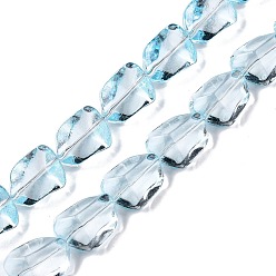 Bleu Ciel Clair Perles en verre electroplate, facette, pierre, lumière bleu ciel, 15.5~16x12x9mm, Trou: 1.4mm, Environ 39~40 pcs/chapelet, 22.99~24.65 pouce (58.4~62.6 cm)