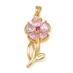 Pink Кулон из циркония, со стеклянными стразами, , долговечный, стойки покрытие, без свинца и без кадмия, золотые, розовые, 30.5x14x4.5 мм, отверстие : 5.5x3 мм