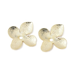 Настоящее золото 14K Шапочки и конусы для бусин, латунные, 4-лепестков цветка, реальный 14 k позолоченный, 14x14x1.5 мм, отверстие : 1.6 мм