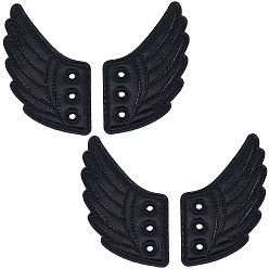 Черный Ткань с войлочными украшениями для обуви, аксессуары для обуви своими руками, крыло, чёрные, 11x7 см