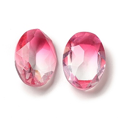 Rose Faceted K9 Glass Rhinestone Cabochons, Pointed Back, Oval, Rose, 18x13x6mm