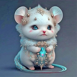 Mouse Chinese Zodiac Signs DIY 5D Diamond Painting Kits, including Resin Rhinestones, Diamond Sticky Pen, Tray Plate and Glue Clay, Mouse, 300x300mm
