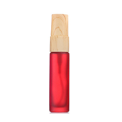 Red Empty Portable Frosted Glass Spray Bottles, Fine Mist Atomizer, with Wooden Dust Cap, Refillable Bottle, Red, 9.6x2cm, Capacity: 10ml(0.34fl. oz)