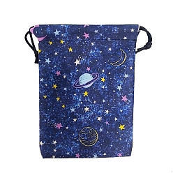 Star Printed Velvet Packing Pouches, Drawstring Bags, for Presents, Party Favor Gift Bags, Rectangle, Star, 18x13cm