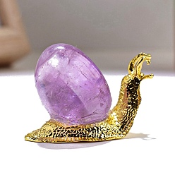 Amethyst Natural Amethyst Ornament, with Metal Snail Holder for Home Office Desktop Feng Shui Ornament, 45x26x30mm