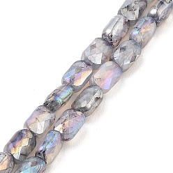 Slate Gray Imitation Jade Glass Beads Strands, AB Color Plated, Faceted, Rectangle, Slate Gray, 7x4.5x3mm, Hole: 1mm, about 70pcs/strand, 19.21''(48.8cm)