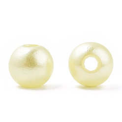 Lemon Chiffon Spray Painted ABS Plastic Imitation Pearl Beads, Round, Lemon Chiffon, 6x5.5mm, Hole: 1.8mm, about 4540 pcs/500g